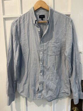 Club Monaco Light Blue Micro-Check Button-Down Shirt